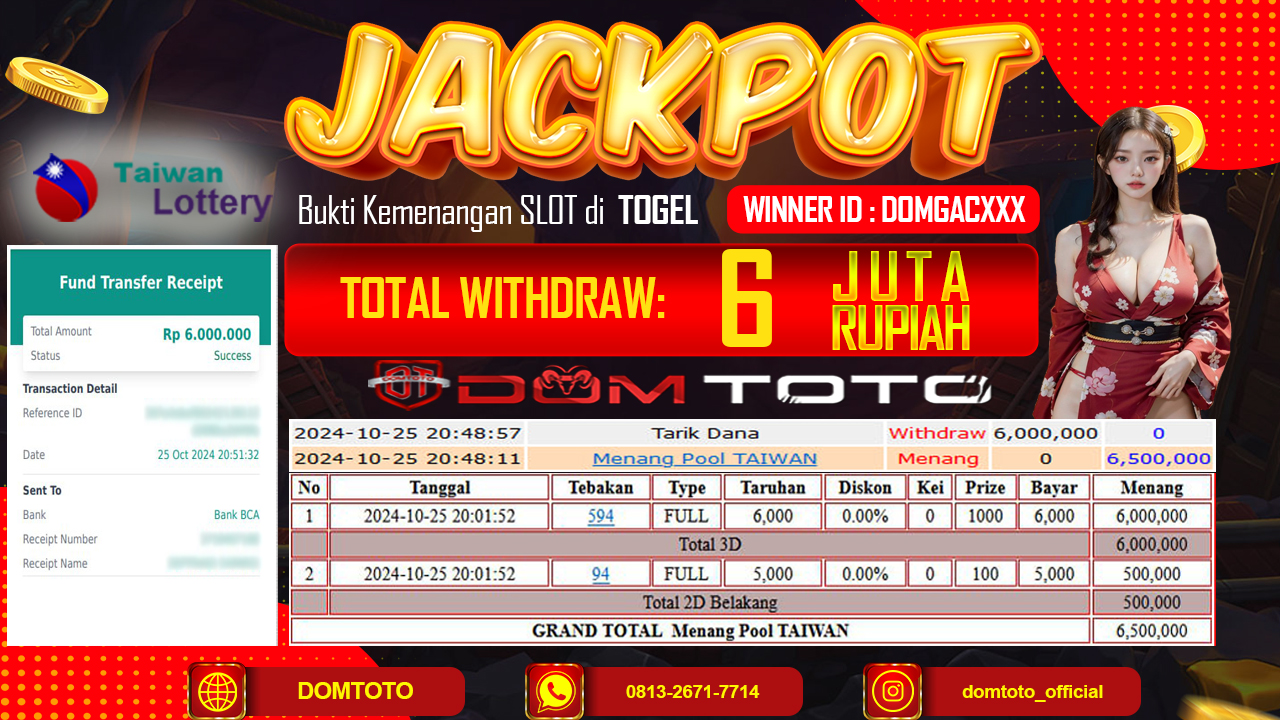 JACKPOT TOGEL TAIWAN 25 OKTOBER 2024